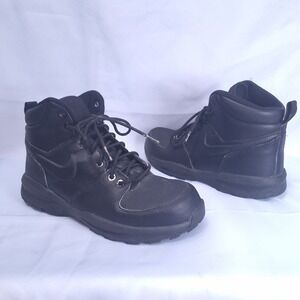 Nike Manoa LTR GS Triple Black Leather Boots Youth 7Y‎ Women's 8.5 Streetwear
